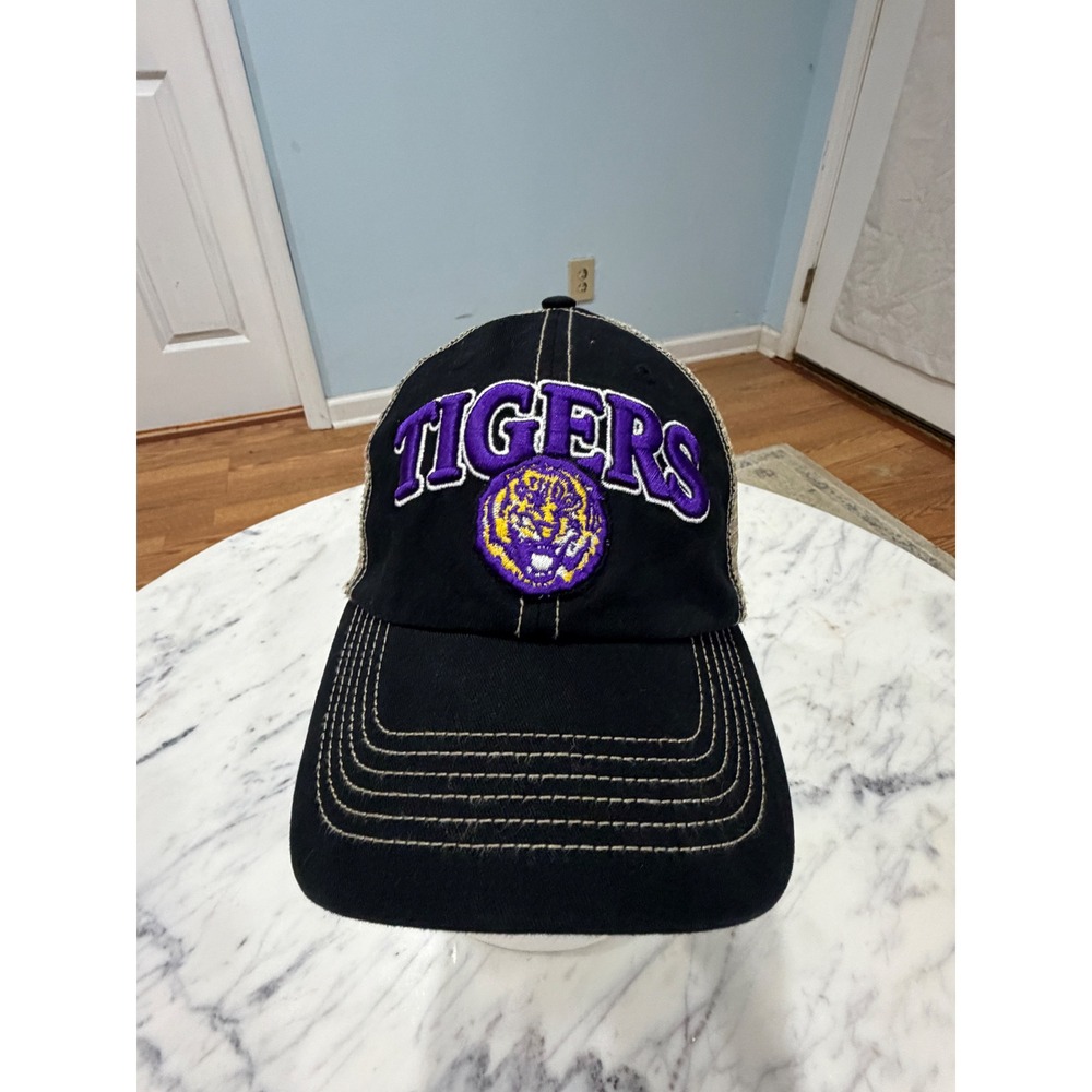 47 Brand LSU Tigers Trucker Hat Black Tan Mesh Snapback Cap NCAA OSFA